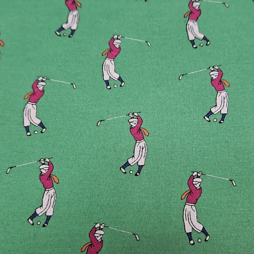 Vintage Polo Ralph Lauren Men's Polo Shirt All-Over Golfer Print Medium Green